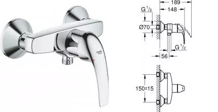 Смеситель для душа «Grohe» BauCurve 23631000 хром Смеситель для душа «Grohe» BauCurve 23631000 хром