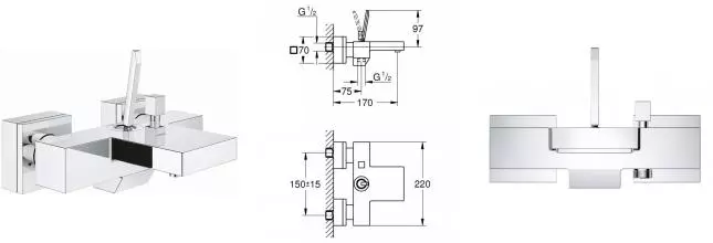 Смеситель для ванны «Grohe» Eurocube Joy 23666000 хром