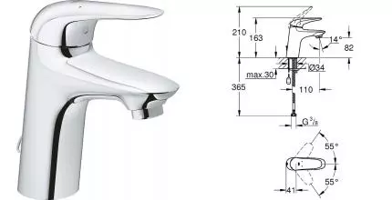 Смеситель для раковины «Grohe» Eurostyle New 23713003 хром