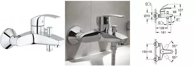 Смеситель для ванны «Grohe» Eurosmart New 33300002 хром