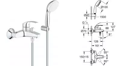 Смеситель для ванны «Grohe» Eurosmart New 3330220A хром Смеситель для ванны «Grohe» Eurosmart New 3330220A хром