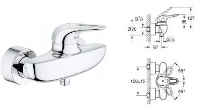 Смеситель для душа «Grohe» Eurostyle New 33590003 хром Смеситель для душа «Grohe» Eurostyle New 33590003 хром