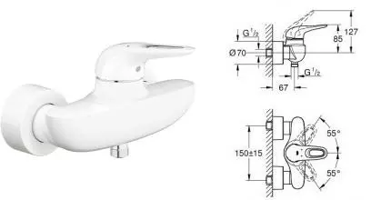 Смеситель для душа «Grohe» Eurostyle New 33590LS3 белая луна Смеситель для душа «Grohe» Eurostyle New 33590LS3 белая луна