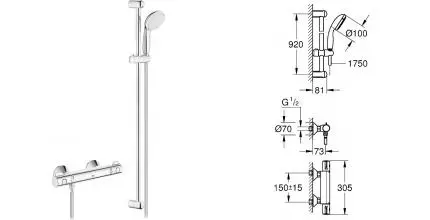 Смеситель для душа «Grohe» Grohtherm 800 34566001 с термостатом хром Смеситель для душа «Grohe» Grohtherm 800 34566001 с термостатом хром