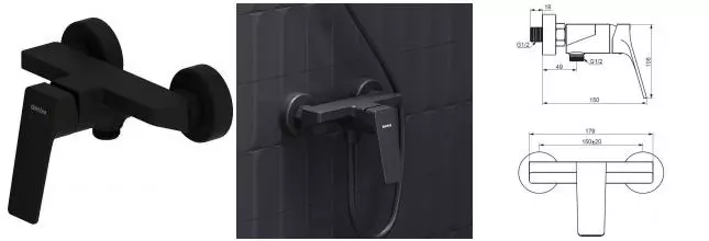 Смеситель для душа «Damixa» Merkur 402000300 чёрный матовый