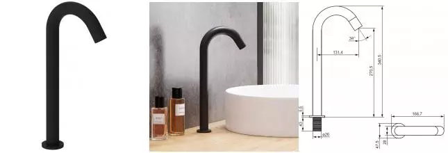 Внешняя часть смесителя «Damixa» Scandinavian Pure 360280300 чёрная матовая Внешняя часть смесителя «Damixa» Scandinavian Pure 360280300 чёрная матовая