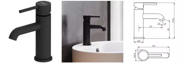 Смеситель для раковины «Damixa» Scandinavian Pure 360210300 чёрный матовый Смеситель для раковины «Damixa» Scandinavian Pure 360210300 чёрный матовый