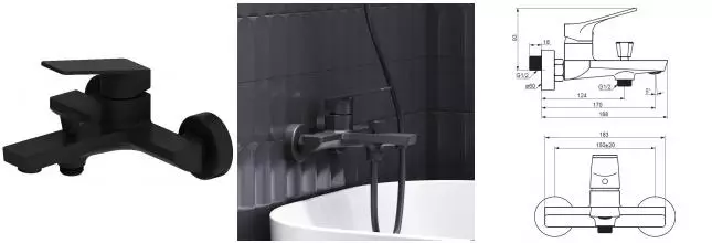 Смеситель для ванны «Damixa» Merkur 401000300 чёрный матовый