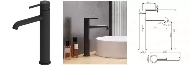 Смеситель для раковины «Damixa» Scandinavian Pure 360250300 чёрный матовый Смеситель для раковины «Damixa» Scandinavian Pure 360250300 чёрный матовый