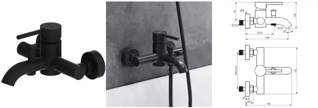 Смеситель для ванны «Damixa» Scandinavian Pure 361000300 чёрный матовый Смеситель для ванны «Damixa» Scandinavian Pure 361000300 чёрный матовый