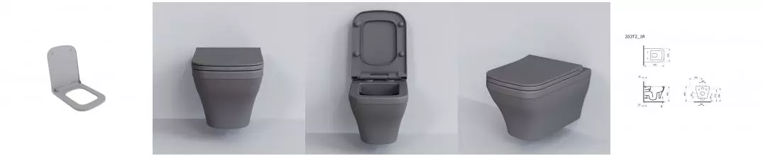 Сиденье для унитаза «Ambassador» Benefit 202T20301S ультратонкое дюропласт с микролифтом серое матовое