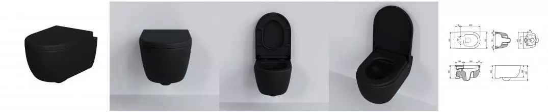 Унитаз Abner 103T20201R (545*360*330) МАТОВЫЙ ЧЕРНЫЙ подвесной БЕЗОБОДКОВЫЙ, 1 место 103T20201R · Abner, Ambassador, 103T20201R