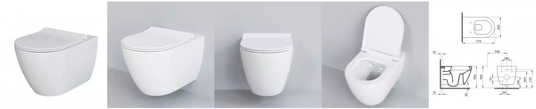 Унитаз Queen 113T20001R (570*360*400) БЕЛЫЙ подвесной БЕЗОБОДКОВЫЙ, 1 место 113T20001R · Queen, Ambassador, 113T20001R