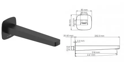 Излив к смесителю «WasserKRAFT» A315 23,2 чёрный матовый