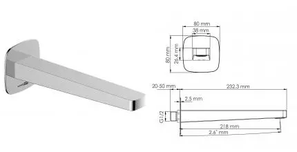 Излив к смесителю «WasserKRAFT» A314 23,2 хром