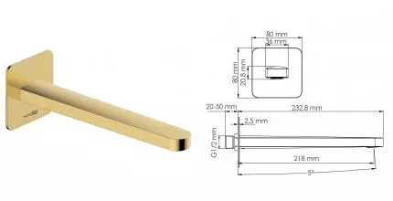 Излив к смесителю «WasserKRAFT» A279 23,2 золото