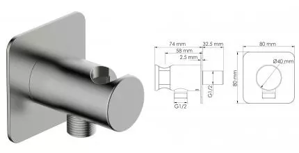 Подключение для душевого шланга «WasserKRAFT» A275 с держателем для лейки никель