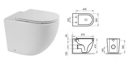 Приставной унитаз безободковый «Belbagno» Sfera-R BB2141CBR/BB870SC белый с сиденьем дюропласт с микролифтом белое