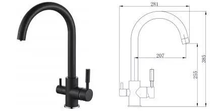 Смеситель для кухни с подключением к фильтру «Aquanika» Comfort AQC06BL графит