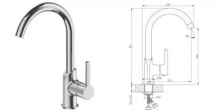 Смеситель для кухонной мойки «Aquanika» Logic AQL4034CR хром Смеситель для кухонной мойки «Aquanika» Logic AQL4034CR хром