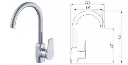 Смеситель для кухонной мойки «Aquanika» Simple AQS4038CR хром Смеситель для кухонной мойки «Aquanika» Simple AQS4038CR хром
