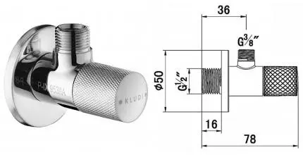 Вентиль KLUDI 1584605-00 (хром, современный), шт 1584605-00 · A-QA, Kludi, 1584605-00