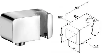 Подключение для душевого шланга «Kludi» A-QA 6556005-00 с держателем для лейки хром Подключение для душевого шланга «Kludi» A-QA 6556005-00 с держателем для лейки хром