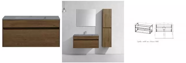 Тумба с раковиной «Vincea» Chiara 100 с 1 ящиком (100/48 серая) подвесная T.Oak Тумба с раковиной «Vincea» Chiara 100 с 1 ящиком (100/48 серая) подвесная T.Oak