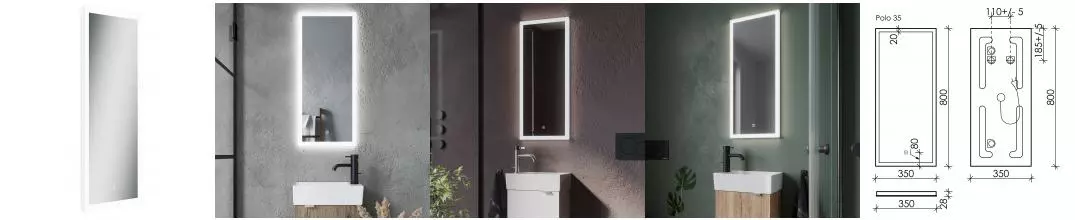 Зеркало «Sancos» Polo 35/80 с подсветкой Зеркало «Sancos» Polo 35/80 с подсветкой