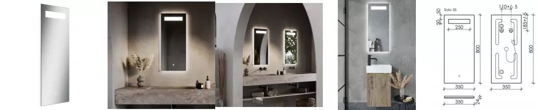 Зеркало «Sancos» Solo 35/80 с подсветкой Зеркало «Sancos» Solo 35/80 с подсветкой