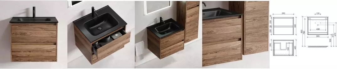 Тумба под раковину «Sancos» Libra 60 подвесная дуб чарльстон