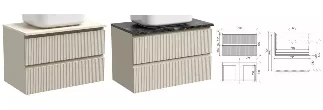 Тумба под раковину «Sancos» Snob T 80 подвесная Beige Soft