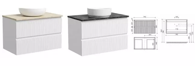 Тумба под раковину «Sancos» Snob T 80 подвесная Bianco