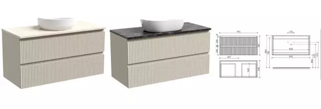 Тумба под раковину «Sancos» Snob R 100 подвесная Beige Soft