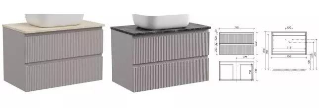 Тумба под раковину «Sancos» Snob R 80 подвесная Doha Soft