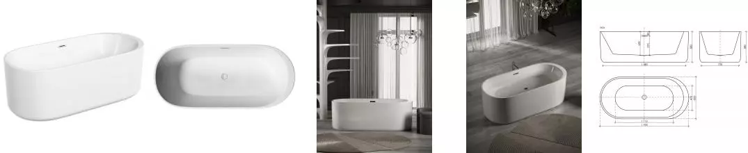 Ванна акриловая «Sancos» Fiori 170/80 с каркасом с сифоном белая Ванна акриловая «Sancos» Fiori 170/80 с каркасом с сифоном белая