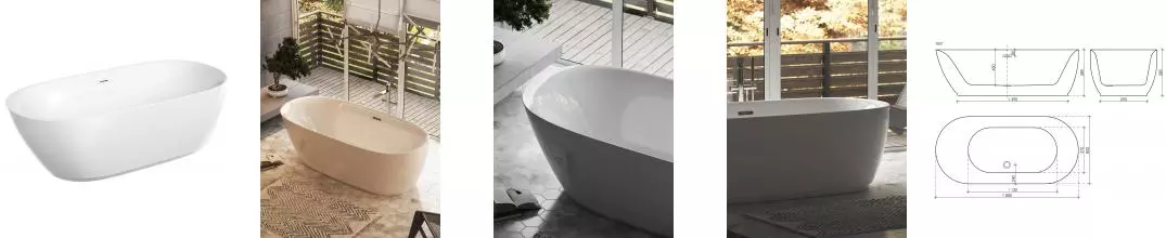Ванна акриловая «Sancos» Single 180/85 с каркасом с сифоном белая