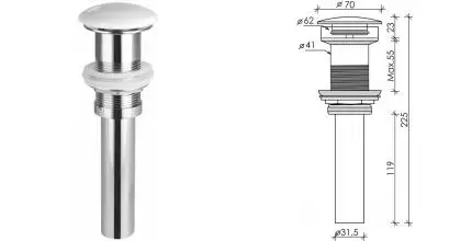 Донный клапан для раковины «Ceramica Nova» CN2000 с механизмом Клик-Клак белый