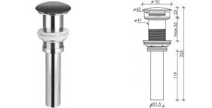 Донный клапан для раковины «Ceramica Nova» CN2000MDH с механизмом Клик-Клак тёмный антрацит матовый