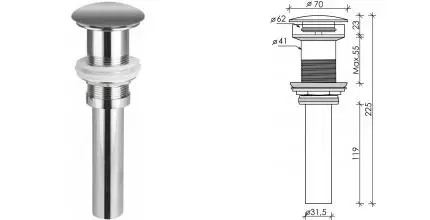 Донный клапан для раковины «Ceramica Nova» CN2000MH с механизмом Клик-Клак антрацит матовый
