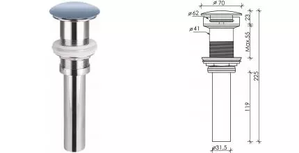 Донный клапан для раковины «Ceramica Nova» CN2000ML с механизмом Клик-Клак голубой матовый