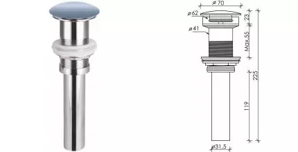 Донный клапан для раковины «Ceramica Nova» CN2000ML с механизмом Клик-Клак голубой матовый Донный клапан для раковины «Ceramica Nova» CN2000ML с механизмом Клик-Клак голубой матовый