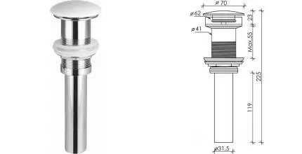 Донный клапан для раковины «Ceramica Nova» CN2000MW с механизмом Клик-Клак белый матовый