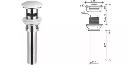 Донный клапан для раковины «Ceramica Nova» CN2000x с механизмом Клик-Клак белый