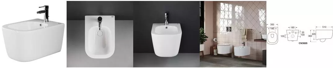 Подвесное биде «Ceramica Nova» New Day CN3006 белое Подвесное биде «Ceramica Nova» New Day CN3006 белое