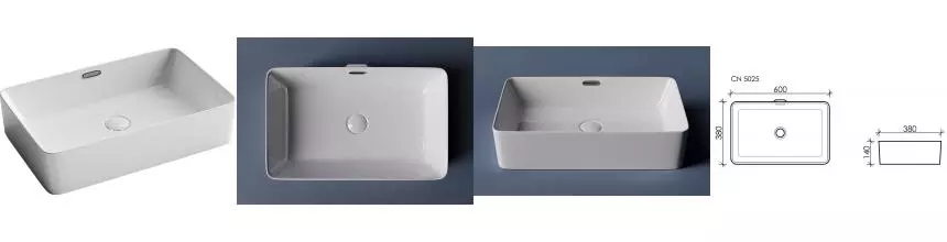 Раковина «Ceramica Nova» Element 60/38 CN5025 фарфоровая белая Раковина «Ceramica Nova» Element 60/38 CN5025 фарфоровая белая
