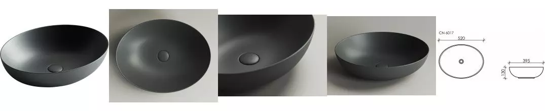 Раковина «Ceramica Nova» Element 52/39 CN6017MDH фарфоровая антрацит матовая Раковина «Ceramica Nova» Element 52/39 CN6017MDH фарфоровая антрацит матовая