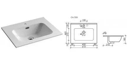 Раковина «Ceramica Nova» Element 61/46 CN7001 фарфоровая белая