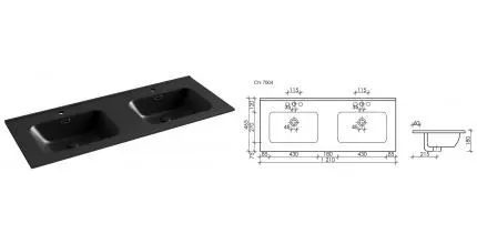 Раковина двойная «Ceramica Nova» Element 121/46 CN7004MB фарфоровая черная матовая