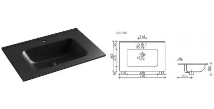 Раковина «Ceramica Nova» Element 71/46 CN7007MB фарфоровая черная матовая